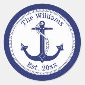 ネイビ航海のーブルーいかりファミリー名 ラウンドシール (正面)