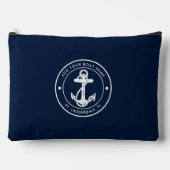 ネイビ航海のーブルーいかりボートネームカスタム アクセサリーポーチ (正面)