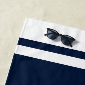 ネイビ航海のーブルーいかりボートネームカスタム ビーチタオル (インサイチュ)