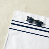 ネイビ航海のーブルーいかりボートネームカスタム ビーチタオル (インサイチュ)