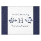 ネイビ航海のーブルーいかり沿岸モノグラムのタブ テーブルクロス (正面(横))