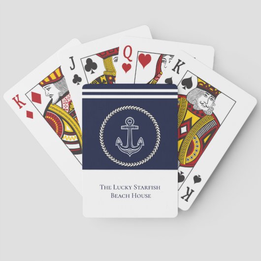 ネイビ航海のーブルーいかり沿岸モノグラム名Pl トランプ (裏面)