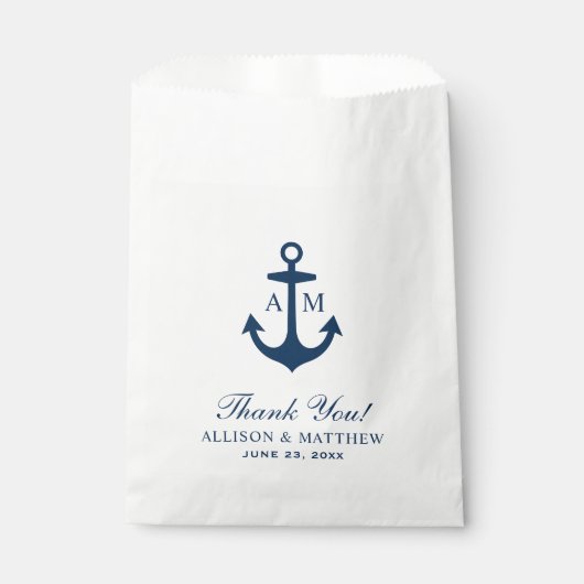 ネイビ航海のーブルーいかり結婚ズサンキュー フェイバーバッグ (正面)