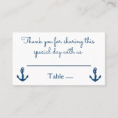 ネイビ航海のーブルーいかり結婚ズサンキュー プレイスカード (正面)