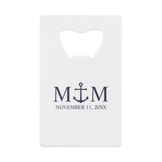 ネイビ航海のーブルーいかり結婚ズ クレジットカード栓抜き (正面)