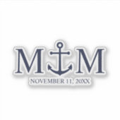 ネイビ航海のーブルーいかり結婚ズ シール (正面)