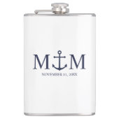 ネイビ航海のーブルーいかり結婚ズ フラスク (正面)