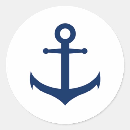 ネイビ航海のーブルーいかり結婚ズ ラウンドシール (正面)