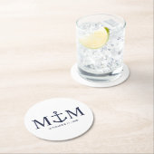 ネイビ航海のーブルーいかり結婚ズ ラウンドペーパーコースター (インサイチュ)