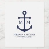 ネイビ航海のーブルーいかり結婚ズ ワインラベル (シングルラベル)