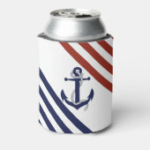 ネイビ航海のーブルーいかり/ロープ、レッド/ブルーストライプ 缶クーラー (缶裏面)
