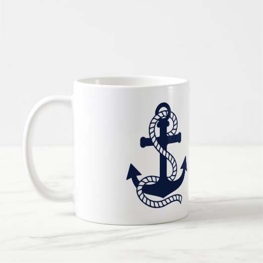 ネイビ航海のーブルーいかり{色を選択} Mug コーヒーマグカップ (左)