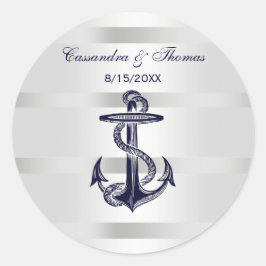 ネイビ航海のーブルーいかりWht BG R封筒用シール ラウンドシール