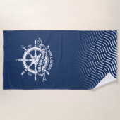 ネイビ航海のーブルーでの船内歓迎 ビーチタオル (正面)