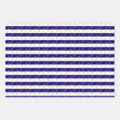 ネイビ航海のーブルーのいかり&船舶用車輪パターン ラッピングペーパーシート (正面2)