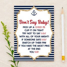 ネイビ航海のーブルーは赤ちゃんシャワーのゲームを言わない 便箋