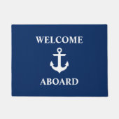 ネイビ航海のーブルーへようこそ ドアマット (正面)