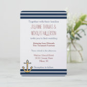 ネイビ航海のーブルーストライプいかり結婚ズ 招待状 (スタンド正面)