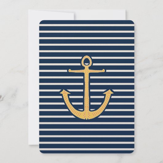 ネイビ航海のーブルーストライプいかり結婚ズ 招待状 (裏面)
