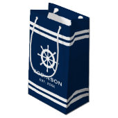 ネイビ航海のーブルーストライプド・ホワイト結婚ズ抱き枕 スモールペーパーバッグ (裏面アングル)