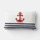 ネイビ航海のーブルーストライプホワイトいかり ランバークッション (裏面)