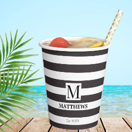 ネイビ航海のーブルーストライプ名物文字 紙コップ