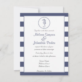 ネイビ航海のーブルーストライプ|海馬 招待状