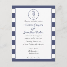 ネイビ航海のーブルーストライプ|海馬 招待状