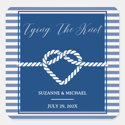 ネイビ航海のーブルータイストライプグ結び結婚目 スクエアシール (正面)