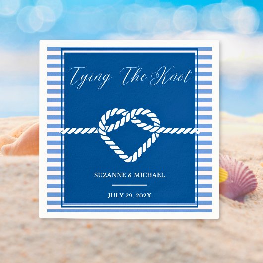 ネイビ航海のーブルータイストライプグ結び結婚目 スタンダードカクテルナプキン