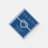 ネイビ航海のーブルータイストライプグ結び結婚目 スタンダードカクテルナプキン (角)