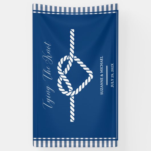 ネイビ航海のーブルータイストライプグ結び結婚目 横断幕 (縦)