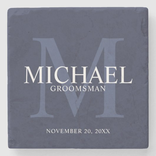 ネイビ航海のーブルーパーソナライズされたグルムズ ストーンコースター (正面)