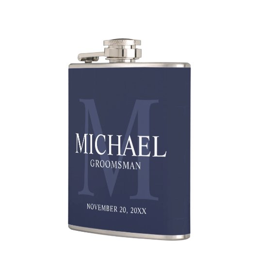 ネイビ航海のーブルーパーソナライズされたグルムズ フラスク (左)