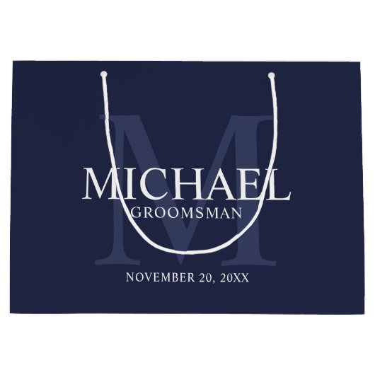 ネイビ航海のーブルーパーソナライズされたグルムズ ラージペーパーバッグ (正面)