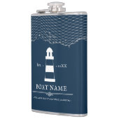 ネイビ航海のーブルーパーソナライズされたライトハウスボート フラスク (左)