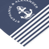 ネイビ航海のーブルーホワイトストライプいかり ショートテーブルランナー (コーナー)