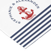 ネイビ航海のーブルーホワイトストライプいかり&レッド ショートテーブルランナー (コーナー)