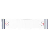 ネイビ航海のーブルーホワイトストライプいかり&レッド ショートテーブルランナー (横)