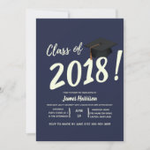 ネイビ航海のーブルー卒業パーティー招待状 招待状 (正面)