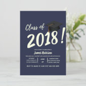 ネイビ航海のーブルー卒業パーティー招待状 招待状 (スタンド正面)