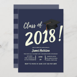 ネイビ航海のーブルー卒業パーティー招待状 招待状