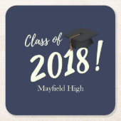 ネイビ航海のーブルー卒業パーティー スクエアペーパーコースター (正面)