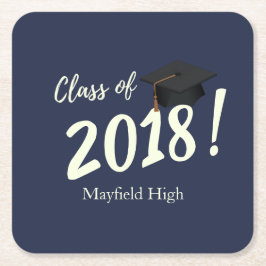 ネイビ航海のーブルー卒業パーティー スクエアペーパーコースター