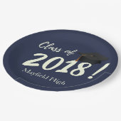 ネイビ航海のーブルー卒業パーティー ペーパープレート (アングル)