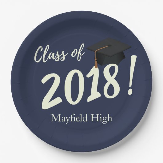 ネイビ航海のーブルー卒業パーティー ペーパープレート (正面)