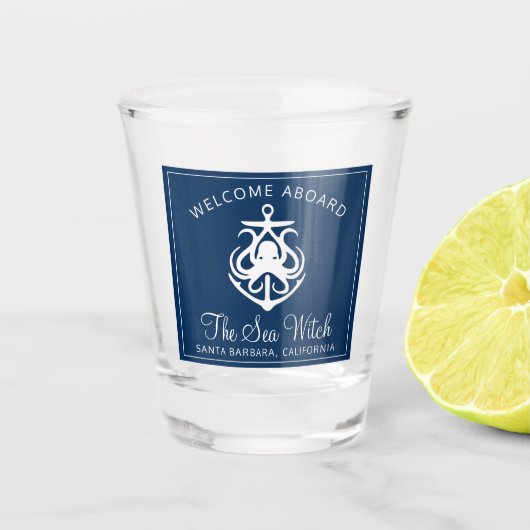 ネイビ航海のーブルー歓迎ボート名ショットG ショットグラス (正面)
