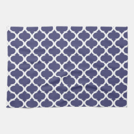 ネイビ航海のーブルー白幾何学模様コースト キッチンタオル