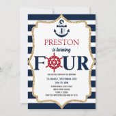 ネイビ航海のーブルー第4回4誕生日パーティー 招待状 (正面)