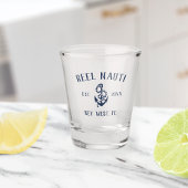 ネイビ航海のーブルー素朴いかりボート名 ショットグラス